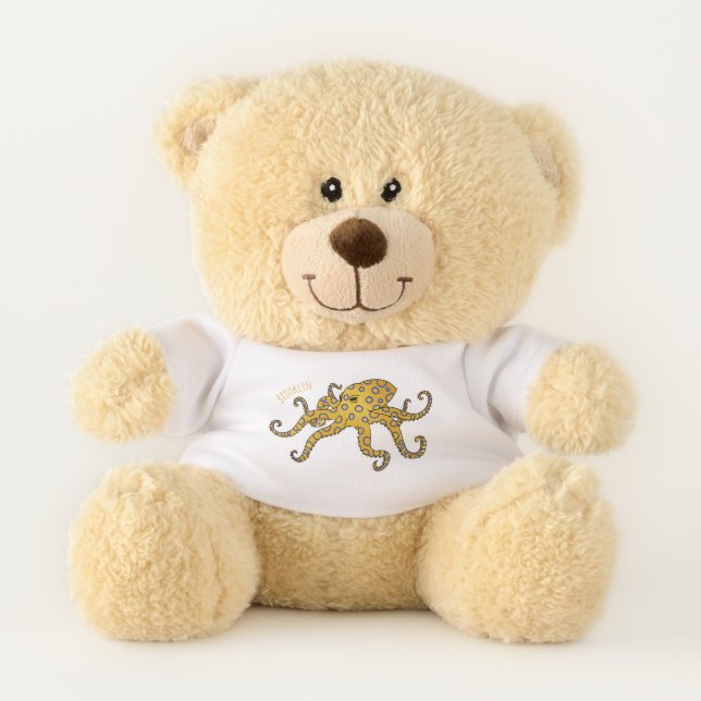 Blue-ringed octopus cartoon illustration  teddy bear (Front)