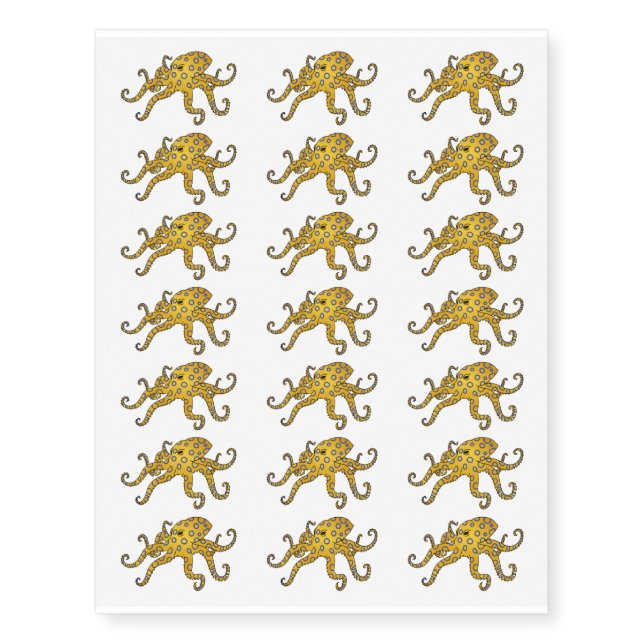 Blue-ringed octopus cartoon illustration  temporary tattoos (Front)