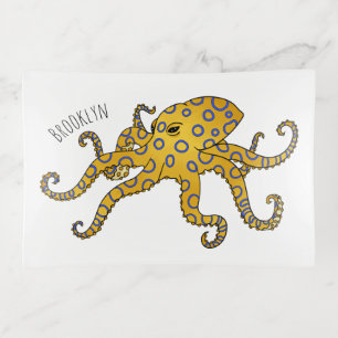 Blue-ringed octopus cartoon illustration trinket tray
