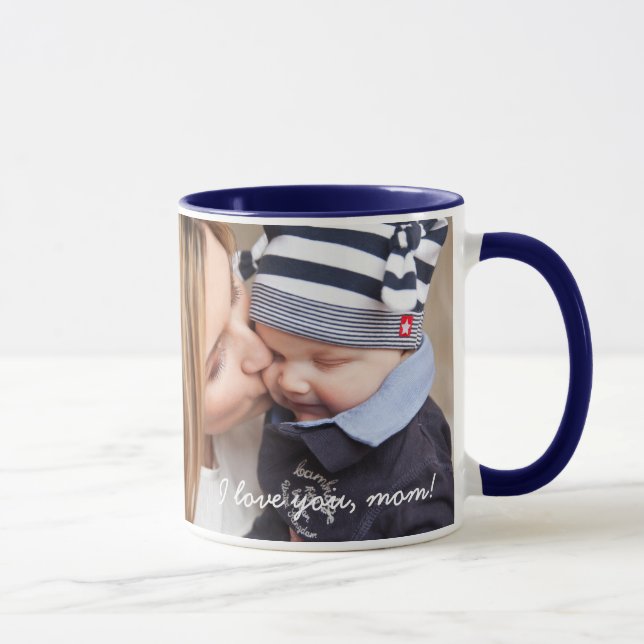 Blue Ringer Mug Add Photo And Text (Right)