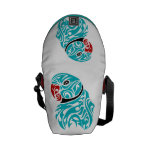 Blue ringneck parrot tattoo messenger bag