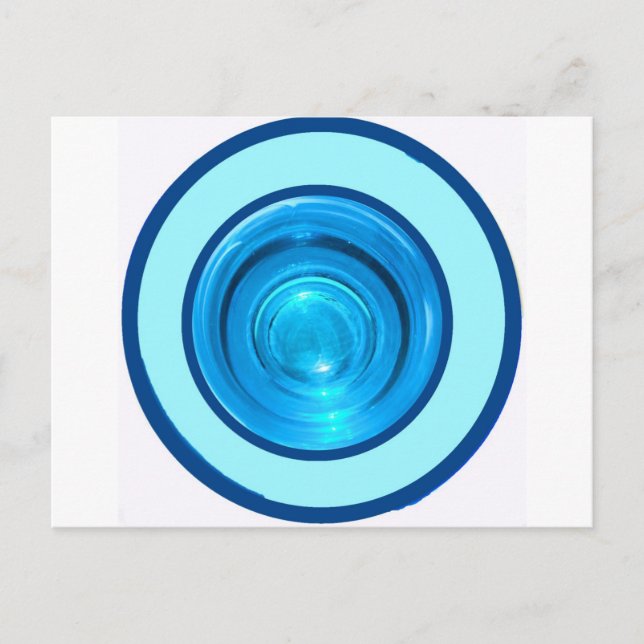 Blue Rings / Circles From Bottom Coloured Glass Postcard (Front)