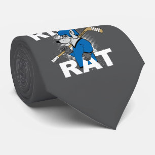 Blue Rink Rat Hockey Dark Gray Tie