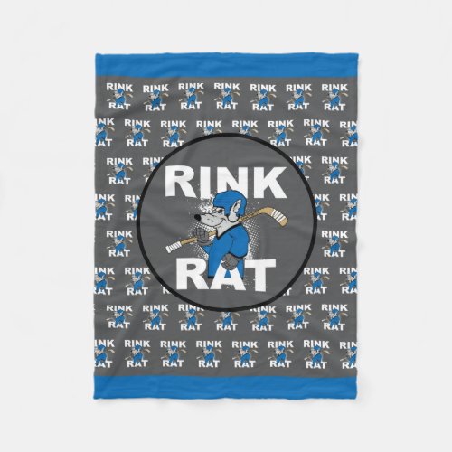 Blue Rink Rat Hockey Fleece Blanket