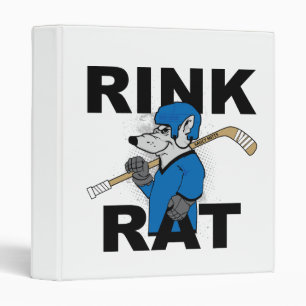 blue Rink Rat Hockey Player 3 Ring Binder