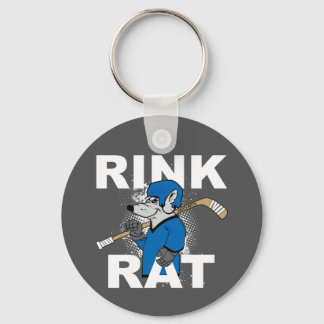 Blue Rink Rat Hockey Player Keychain