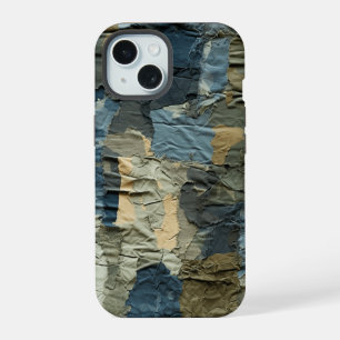 Blue Ripped Cargo Camo Pattern Summer Beach iPhone 15 Case