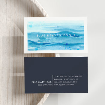Blue Ripple | Pool Care Or Swim Business Card by RedwoodAndVine at Zazzle