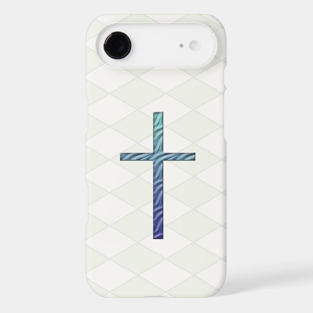 Blue Rippled Cross-Religious Case-Mate iPhone Case (Back)