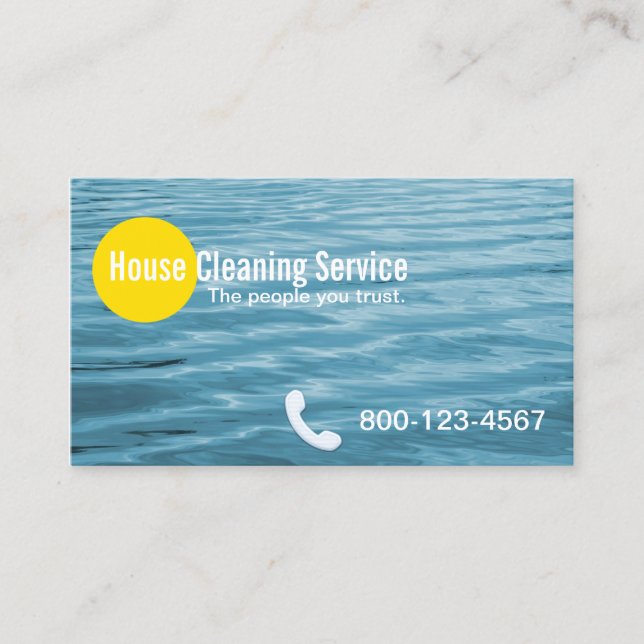 Blue Ripples House Cleaning Business Card (Front)