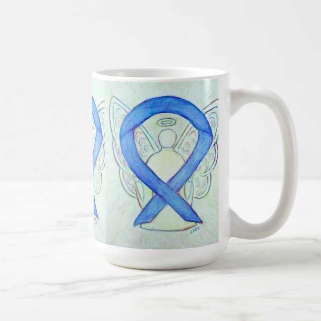 Blue River Awareness Ribbon Angel Art Mug (Right)