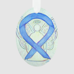 Blue River Awareness Ribbon Angel Ornament Pendant
