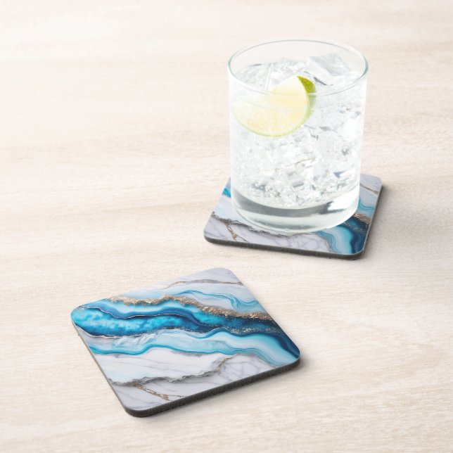 Blue River Marble Beverage Coaster (Right Side)