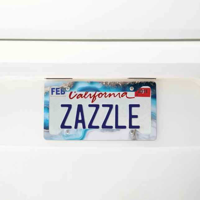 Blue River Marble License Plate Frame (On Car)