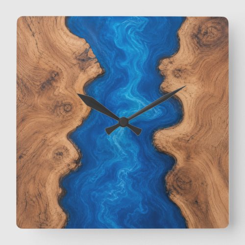 Blue River Resin Look Faux Wood Square Wall Clock