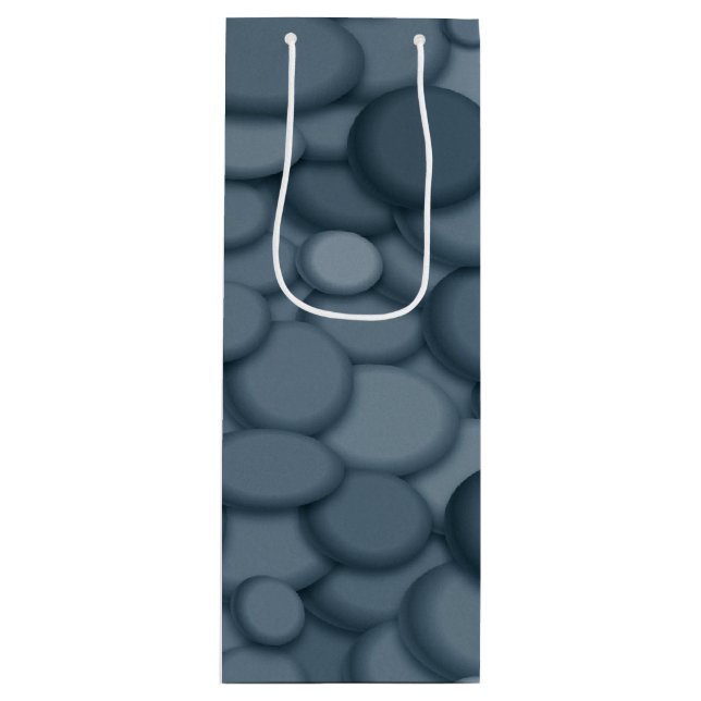 Blue River Rock Pebbles Art Wine Gift Bag (Front)