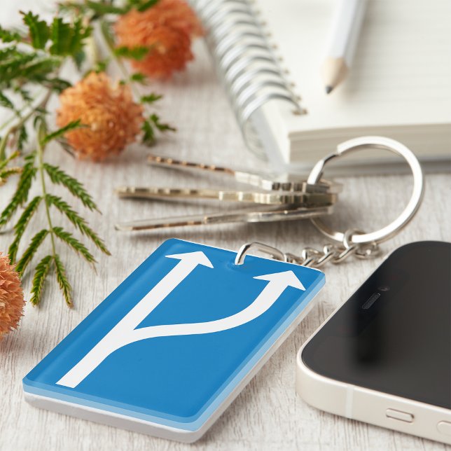 Blue Road Sign Two Straight Arrows Keychain (Creator Uploaded)