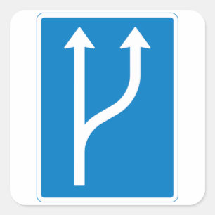 Blue Road Sign Two Straight Arrows Square Sticker