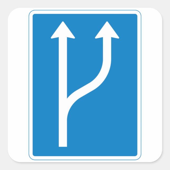 Blue Road Sign Two Straight Arrows Square Sticker (Front)