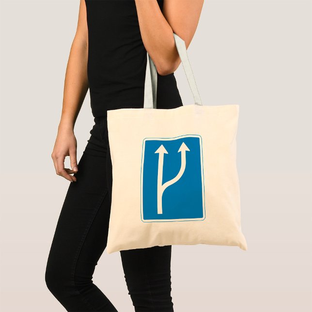 Blue Road Sign Two Straight Arrows Tote Bag (Creator Uploaded)
