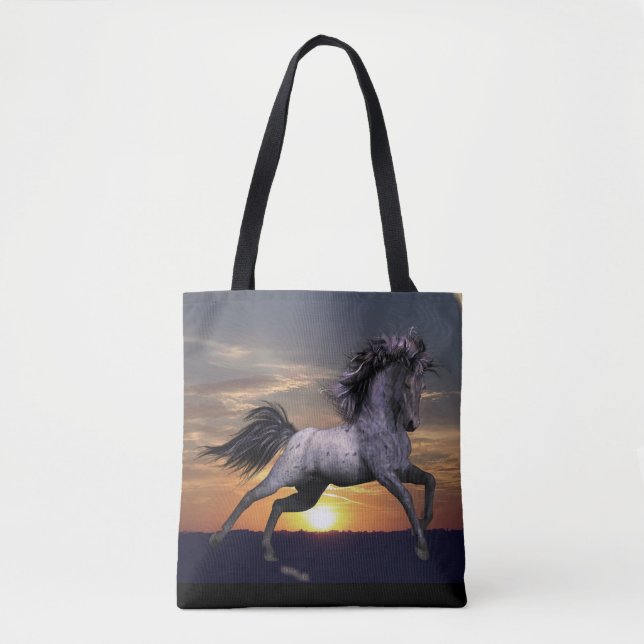 Blue Roan Horse All-Over-Print Tote, options Tote Bag (Front)