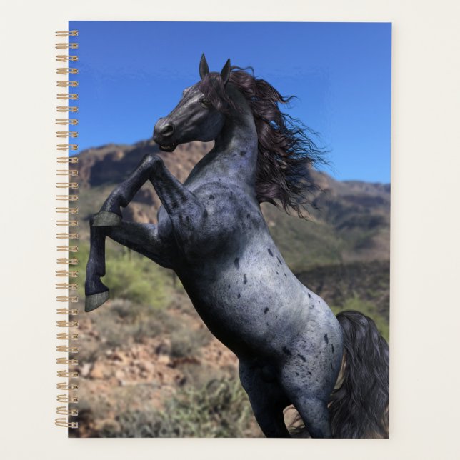 Blue Roan Horse Rearing in the Desert Planner (Front)