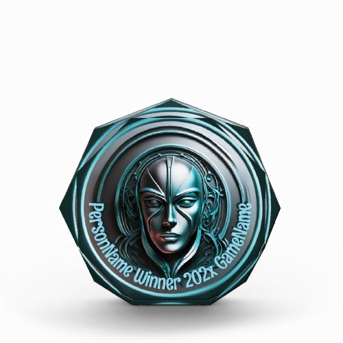 Blue Robot Face _ Gaming Winner Acrylic Award