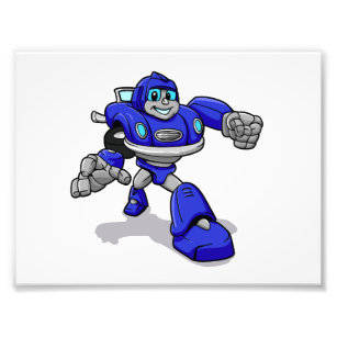 Blue robot for kids - Choose background color Photo Print
