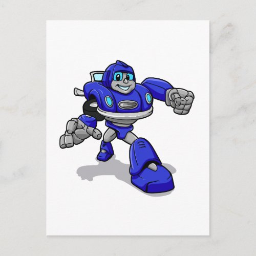 Blue robot for kids _ Choose background color Postcard