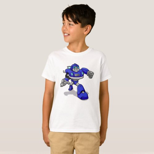 Blue robot for kids _ Choose background color T_Shirt