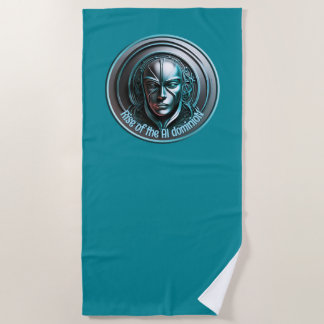 Blue Robot Mask - Rise of the AI dominioN Beach Towel