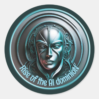 Blue Robot Mask - Rise of the AI dominioN Classic Round Sticker