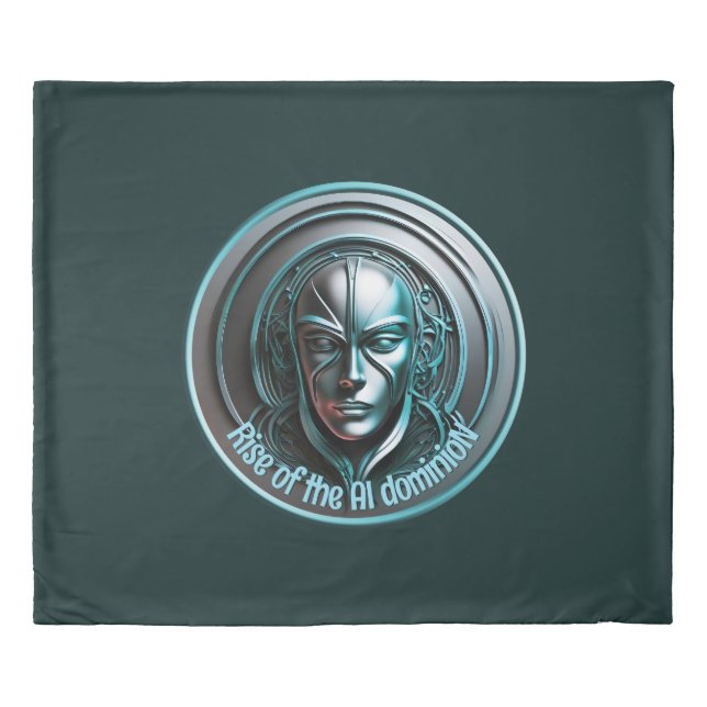 Blue Robot Mask - Rise of the AI dominioN Duvet Cover (Front)