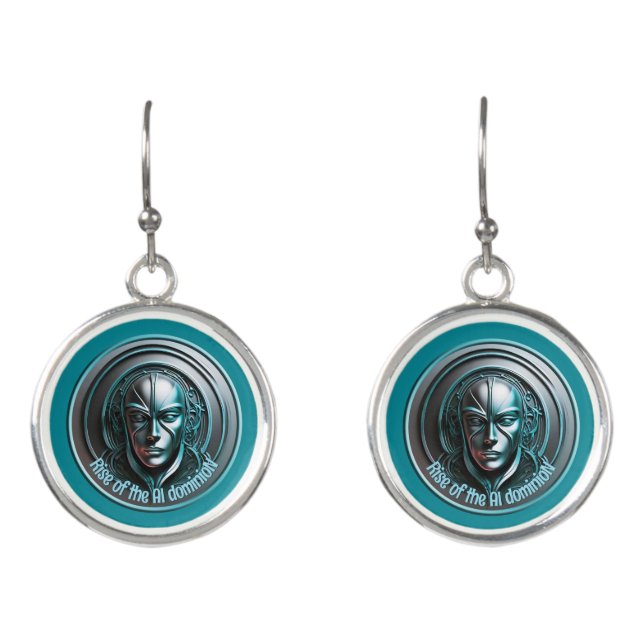 Blue Robot Mask - Rise of the AI dominioN Earrings (Front)