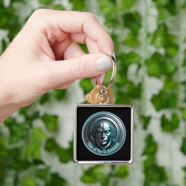 Blue Robot Mask - Rise of the AI dominioN Keychain (Hand)