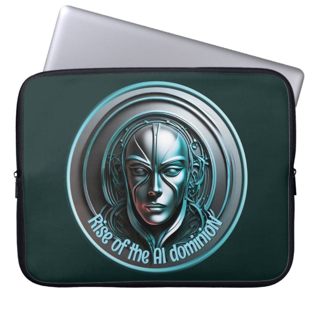 Blue Robot Mask - Rise of the AI dominioN Laptop Sleeve (Front)