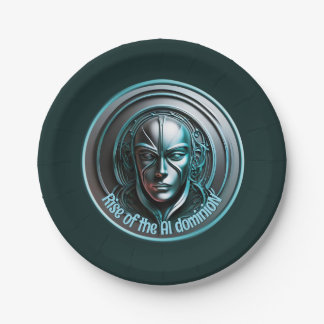 Blue Robot Mask - Rise of the AI dominioN Paper Plates
