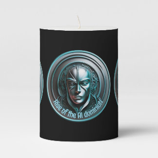 Blue Robot Mask - Rise of the AI dominioN Pillar Candle