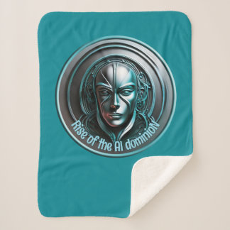 Blue Robot Mask - Rise of the AI dominioN Sherpa Blanket