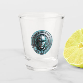 Blue Robot Mask - Rise of the AI dominioN Shot Glass