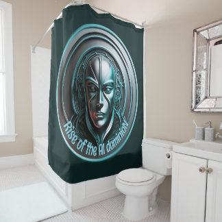 Blue Robot Mask - Rise of the AI dominioN Shower Curtain