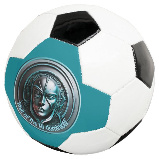 Blue Robot Mask - Rise of the AI dominioN Soccer Ball (Three Quarter)