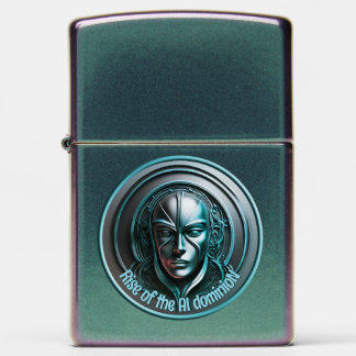 Blue Robot Mask - Rise of the AI dominioN Zippo Lighter
