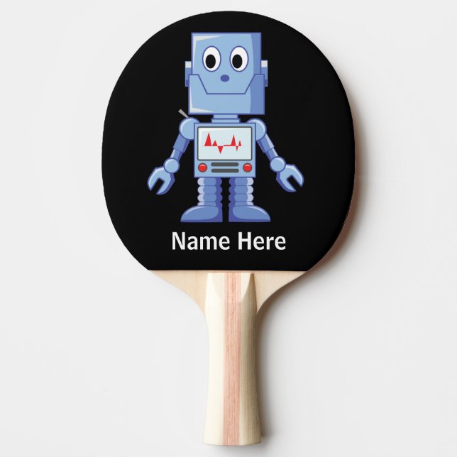 Blue Robot Ping Pong Paddle (Front)