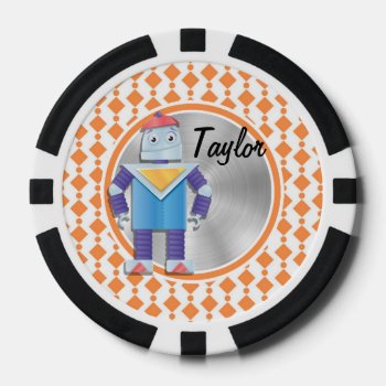 Blue Robot Poker Chips by doozydoodles at Zazzle