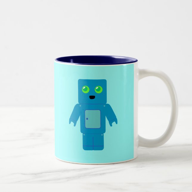 Blue Robot Two-Tone Coffee Mug (Right)