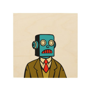 Blue Robot Wood Wall Art