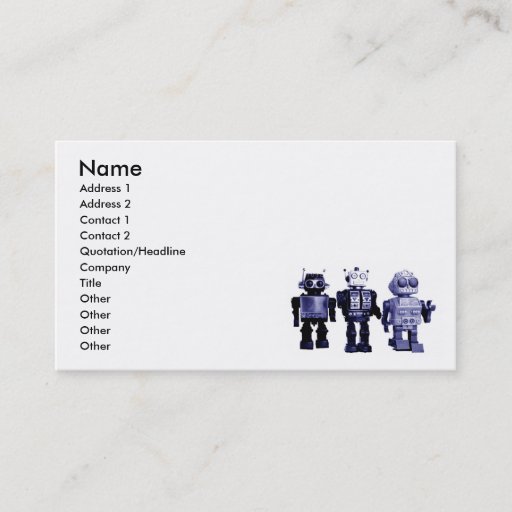 Customizable blue robots business card