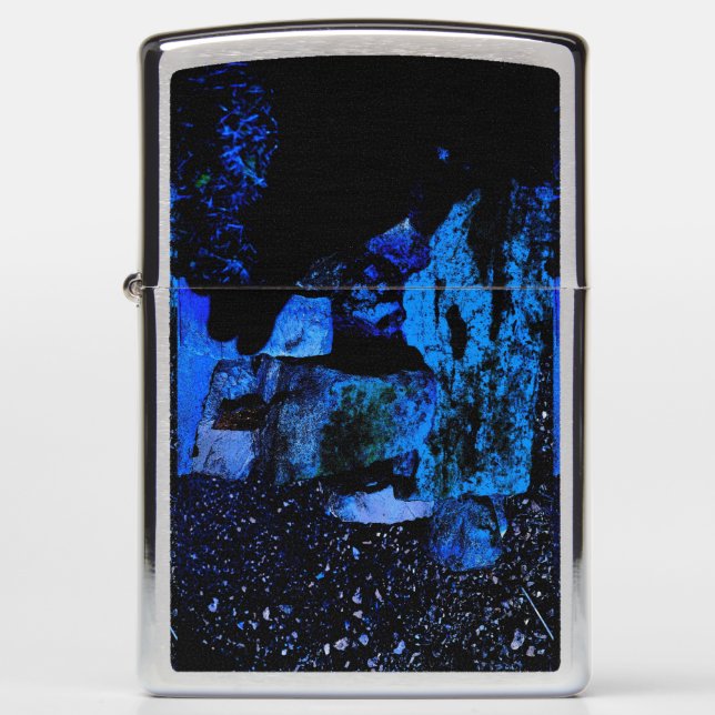 Blue rock abstract design  zippo lighter (Front)
