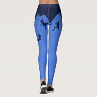 Blue Rock Climbers Abseiling Graphic Design Leggings